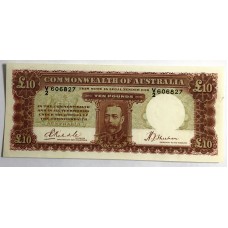 AUSTRALIA 1934 . TEN 10 POUNDS BANKNOTE . RIDDLE/SHEEHAN